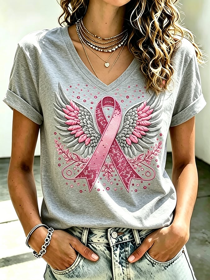 Women's Retro Breast Cancer Awareness Print Top