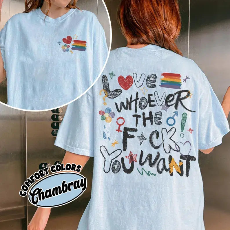 LGBTQ Love Pride Month Comfort Colors Shirt, Love Whoever You Want T Shirt, LGBT Support Tee, Human Rights, Gay Pride, LGBT Gift For Friend