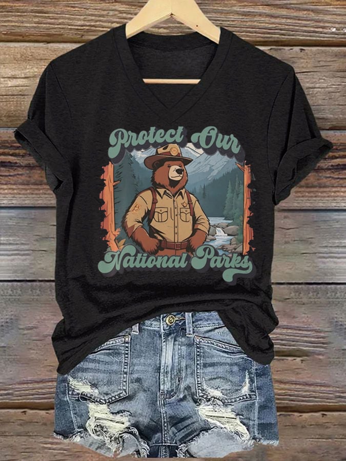 Women's National Park Print Casual T-Shirt