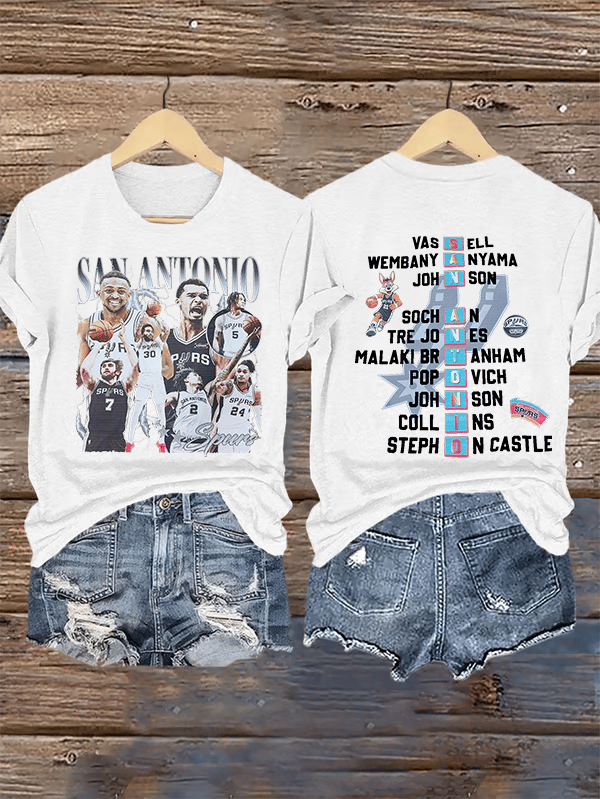 Women's  San Print Round Neck T-shirt