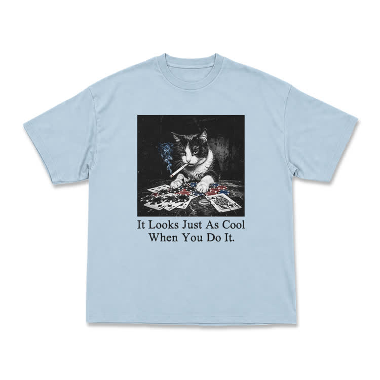 Vintage Smoking Cat Graphic T-Shirt