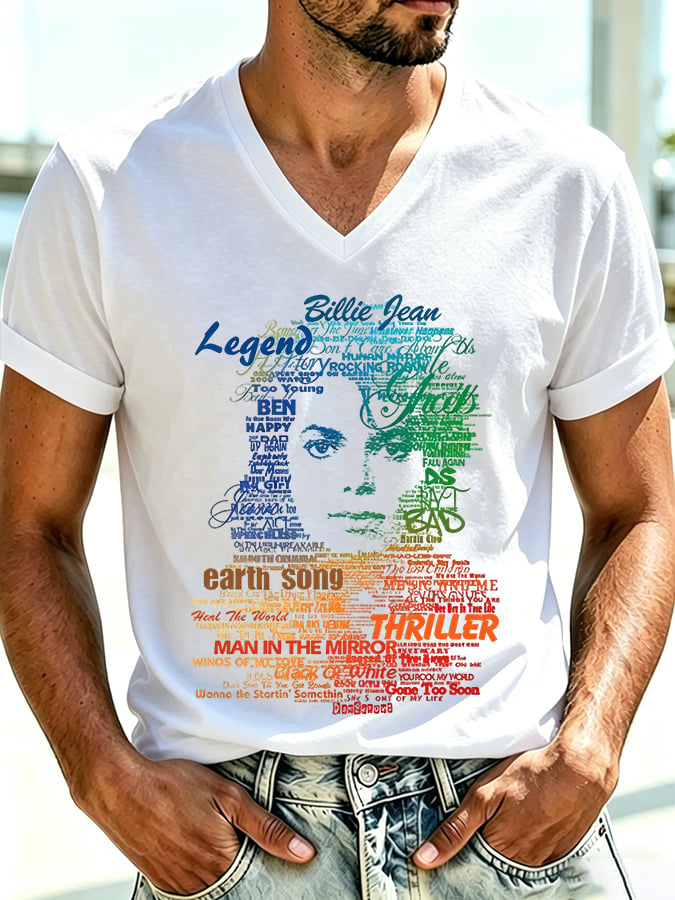 Men's Pop Music Inspired Printed  T-Shirt