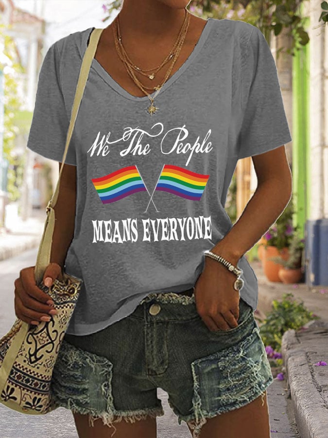 Women's Casual Pride Month Printed V-Neck Short Sleeve T-Shirt