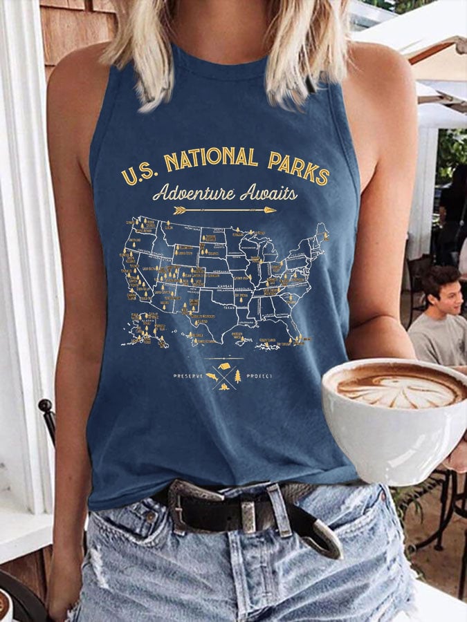 Women's National Parks Print Crew Neck Tank Top