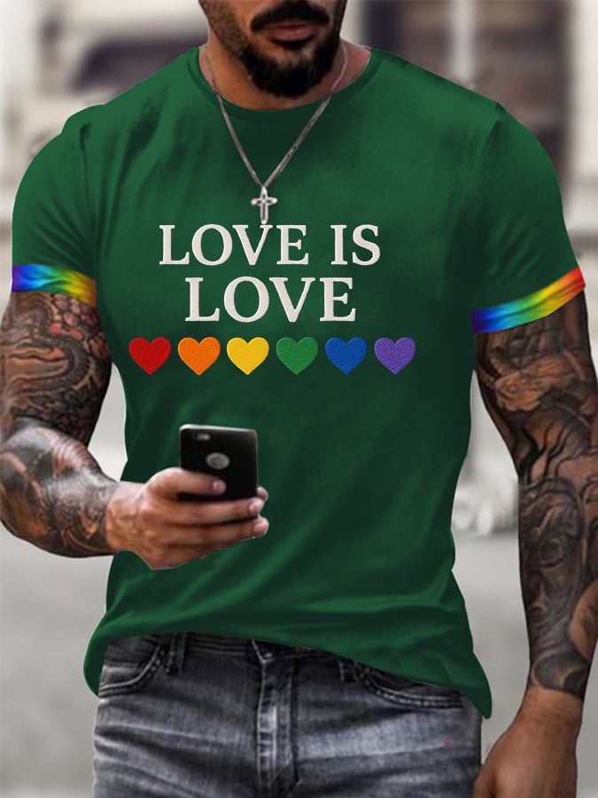 Men's Love Is Love Print Crew Neck T-Shirt