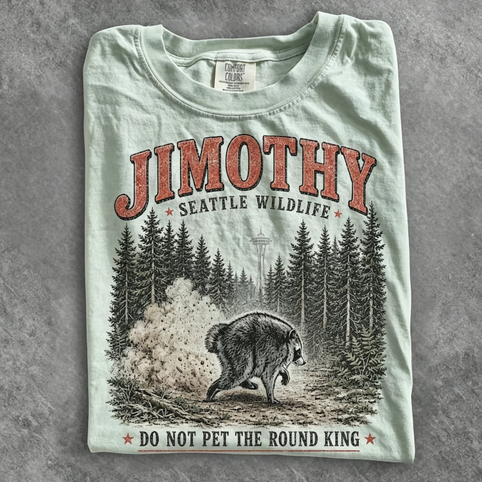 Women's Funny Vintage Jimothy Raccoon Art Printed T-shirt