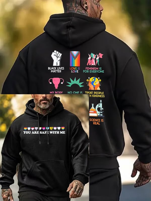Men's  You are safe with me  Print  Hoodie