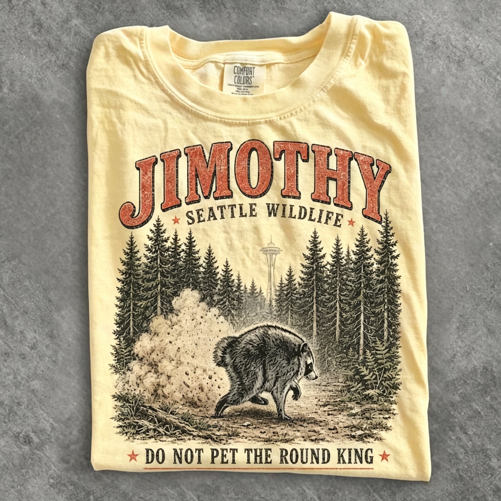 Women's Funny Vintage Jimothy Raccoon Art Printed T-shirt
