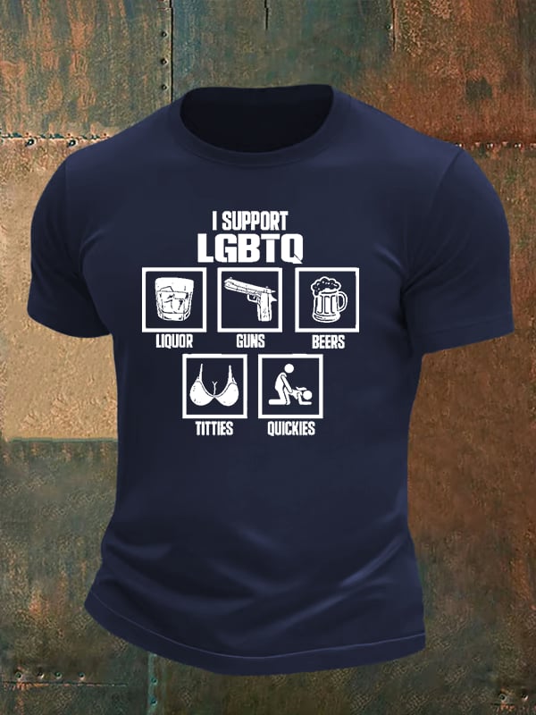 Men's  I SUPPORT LGBTQ Printed T-Shirt