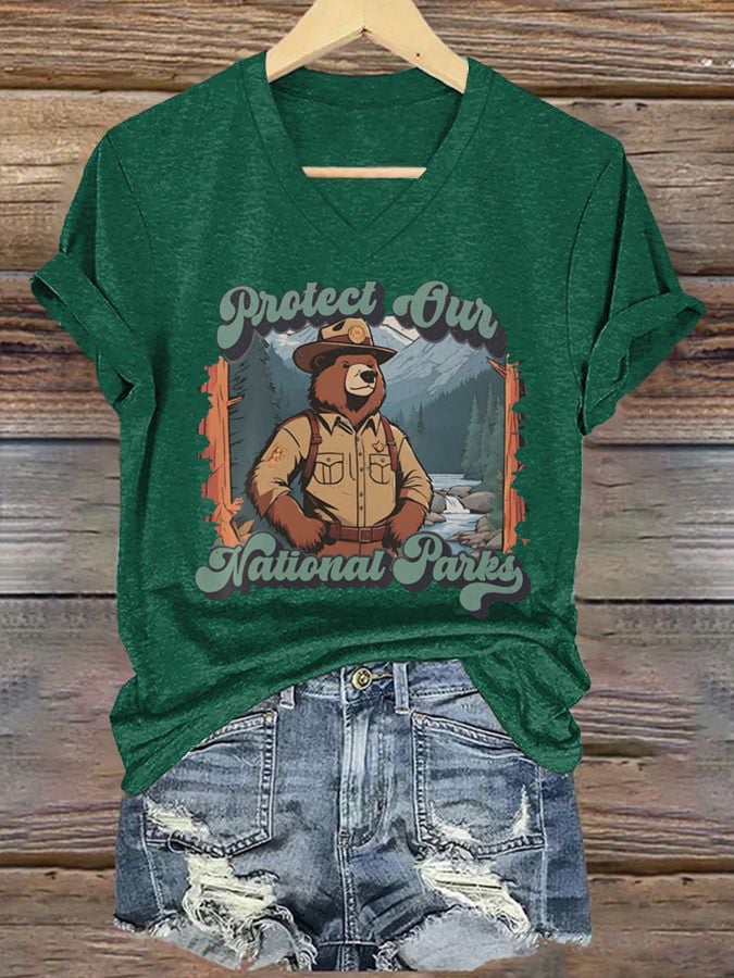 Women's National Park Print Casual T-Shirt