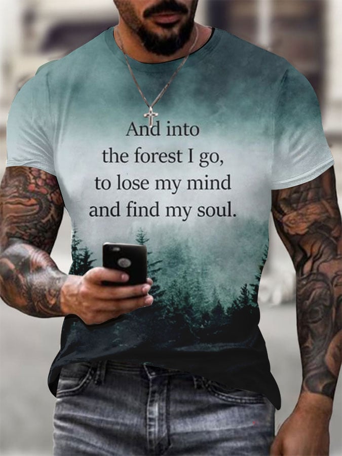Men's National Park Print Casuasl T-Shirt