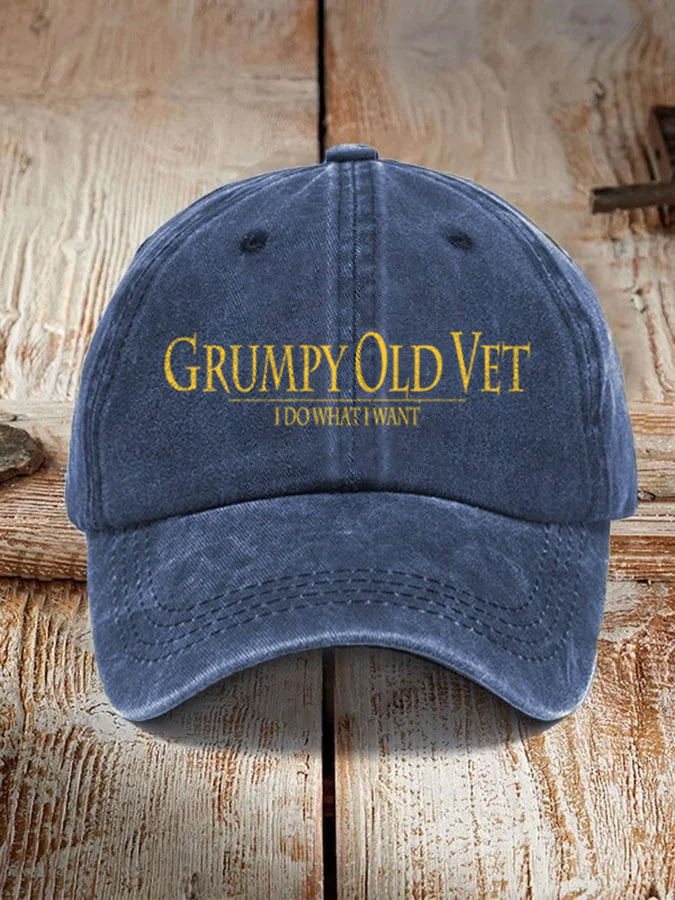 Men's Vintage Grumpy OLD Vet Print Hat