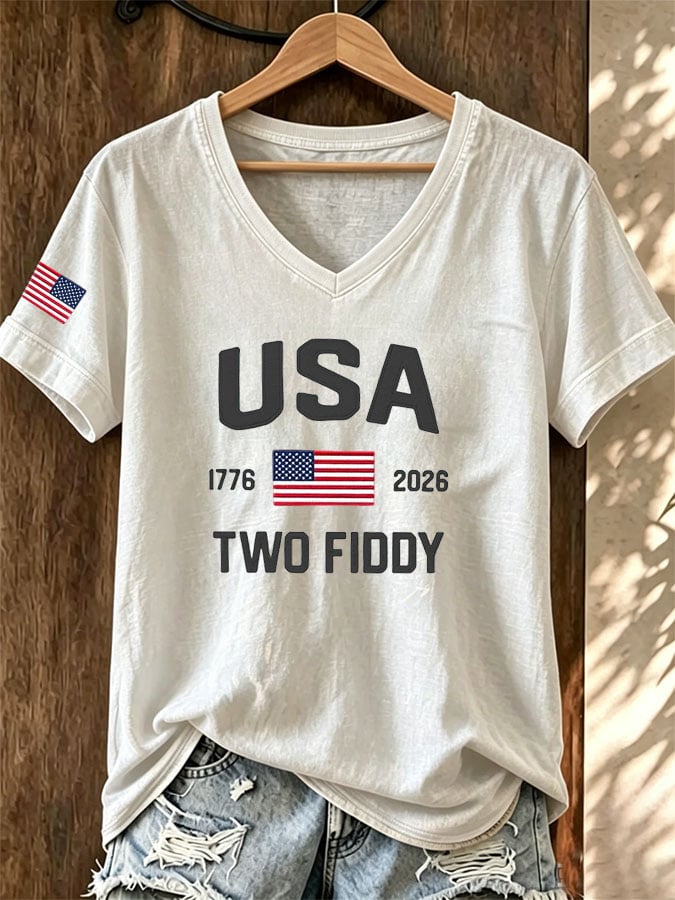 Women's Casual Two Fiddy Print Short-Sleeve T-Shirt