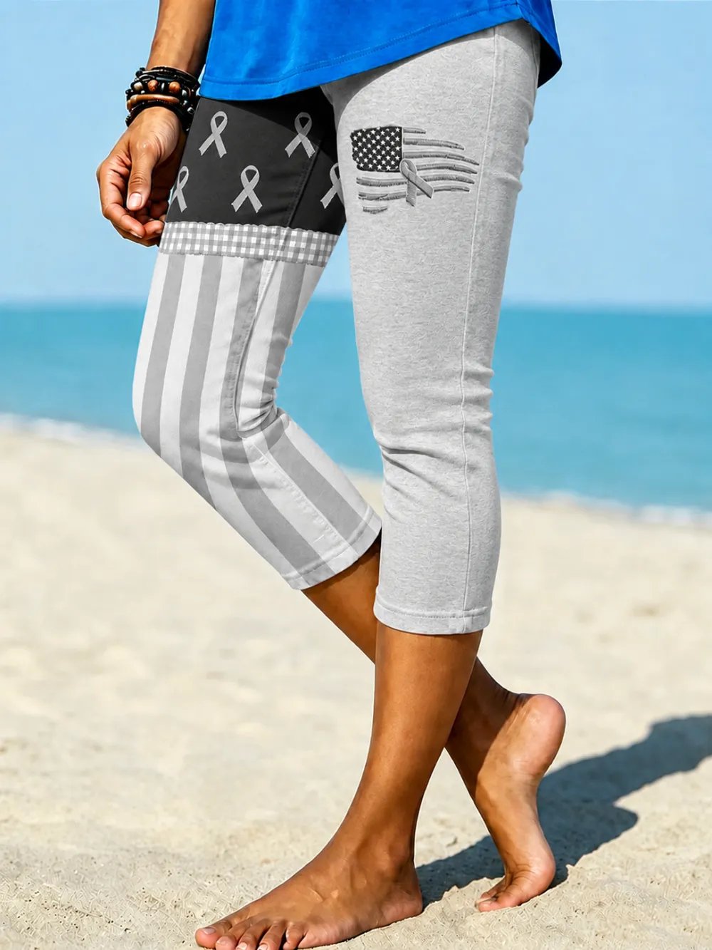 Women's Breast Cancer Awareness Printed Tight Yoga Pants