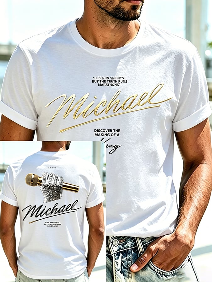 Men's Pop Music Inspired Printed Casual T-shirt
