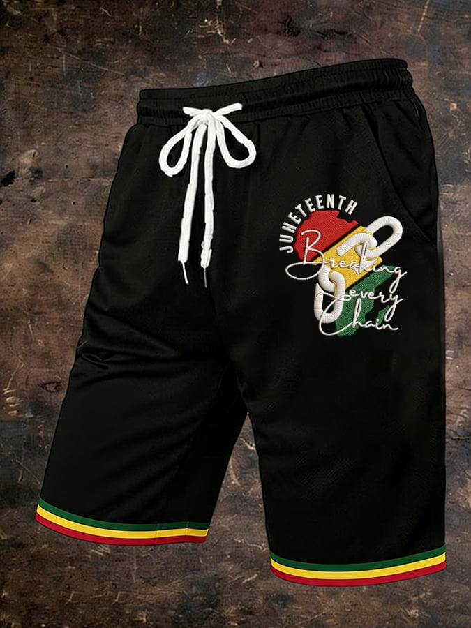 Men's Juneteenth Breaking Every Chain Print Shorts