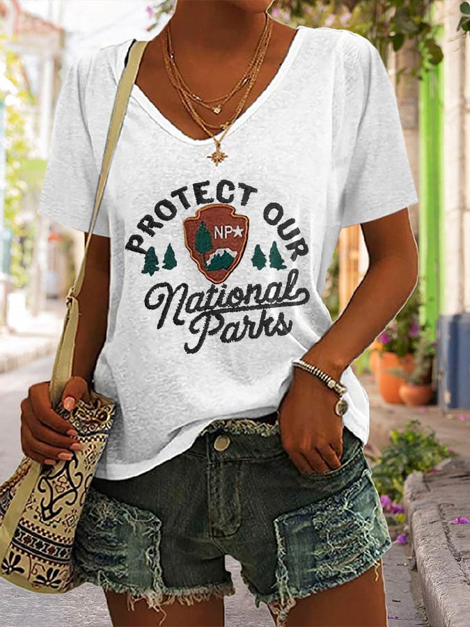 Women's Fashion Casual National Park Protection T-Shirt