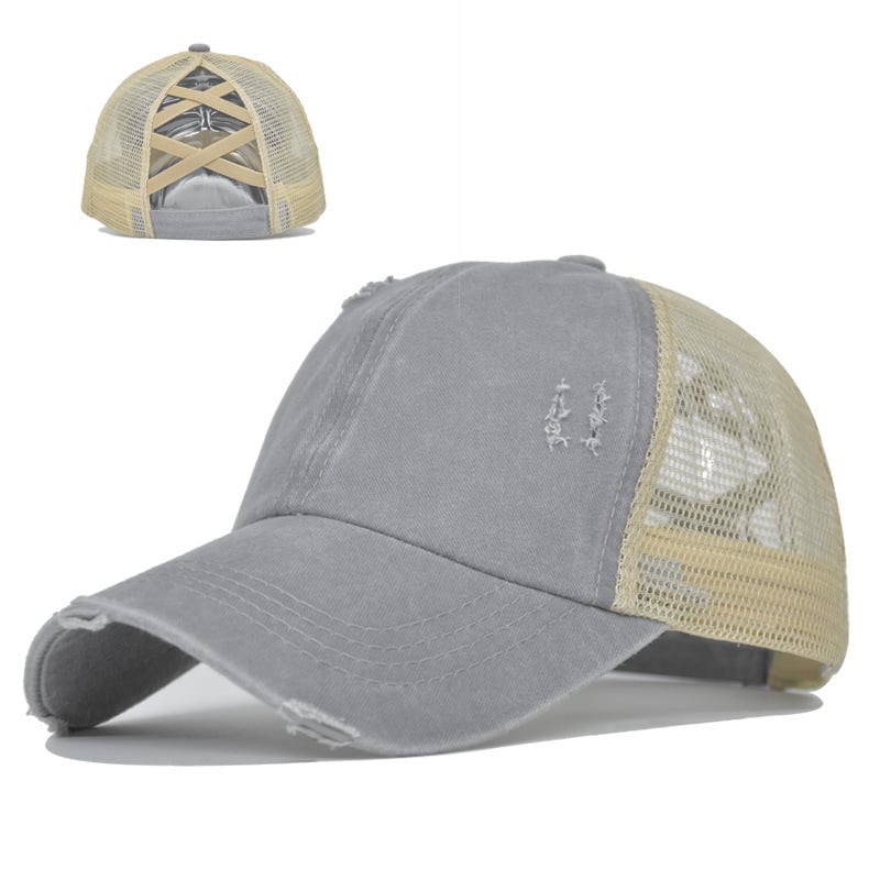 Messy Bun Denim Cap