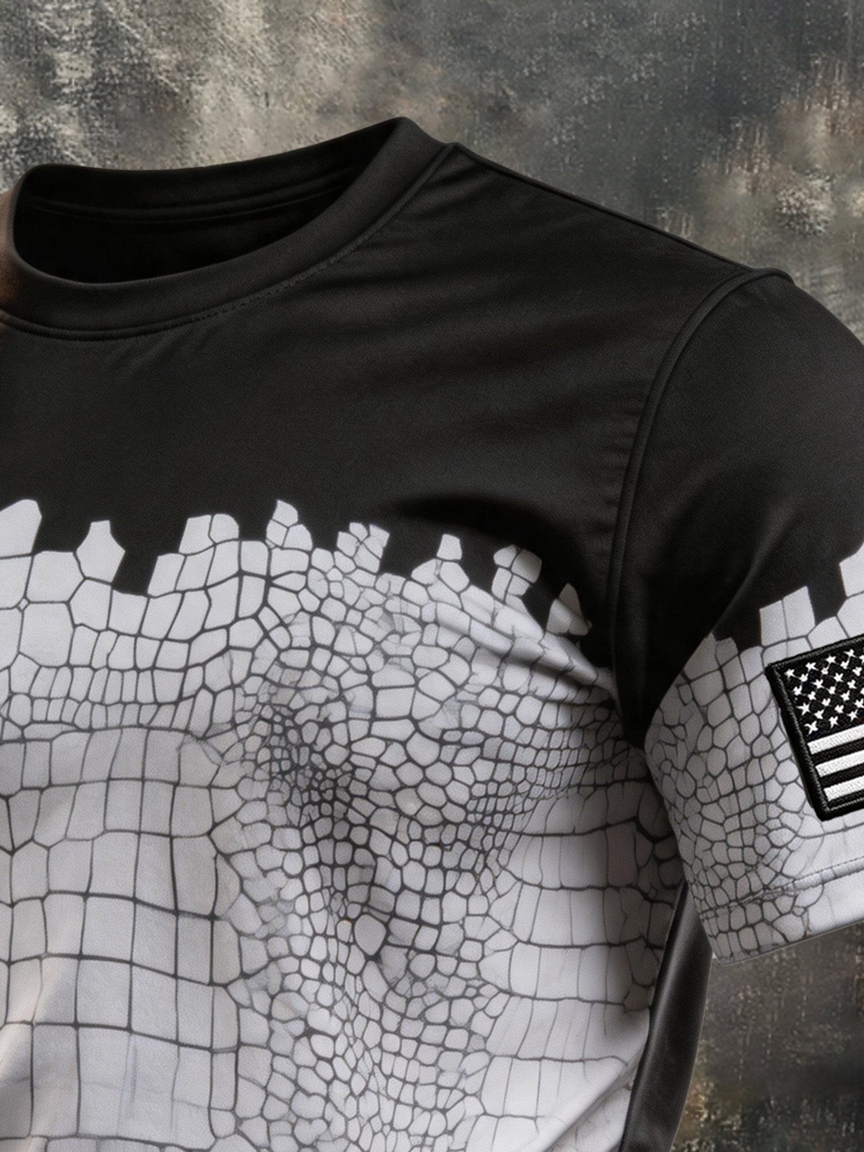 Men's Vintage Patriot Color Block Print Short Sleeve T-Shirt