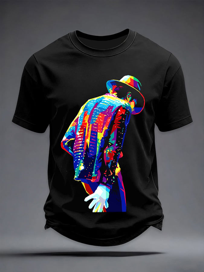 Men's Pop Music Inspired Print Round Neck T-shirt