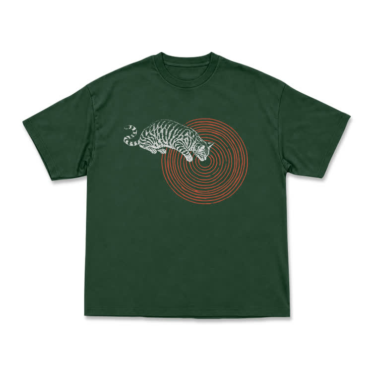 Casual Cat Target Graphic Print T-shirt