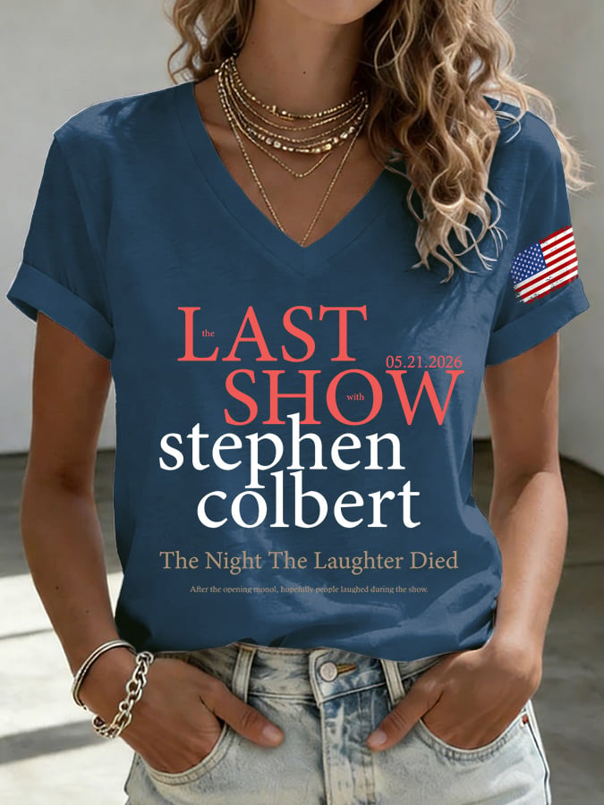 🔥Last Day 49% Off🔥V-Neck Retro Last Last Show  05.21.2026 The Night The Laughter Died After The Opening Monol, Hopefully People Laughed During The Show Print T-Shirt