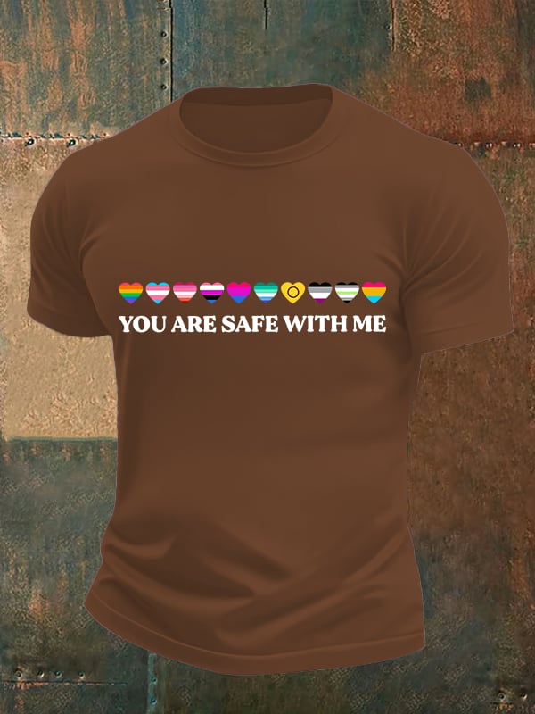Men's YOU ARE SAFE WITH ME Print T-Shirt