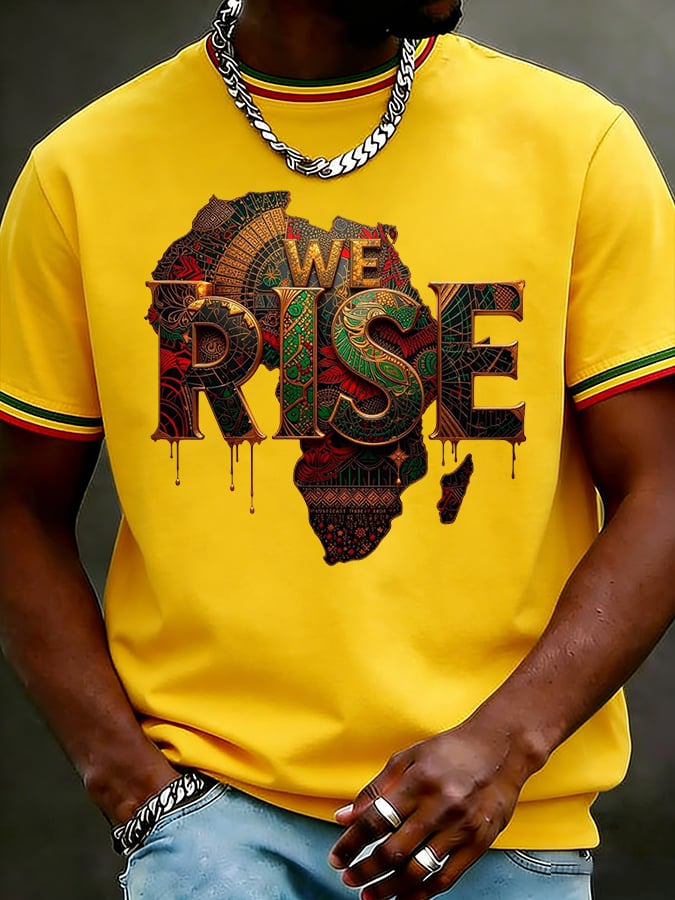 Men's Juneteenth We Rise Printed Casual T-shirt