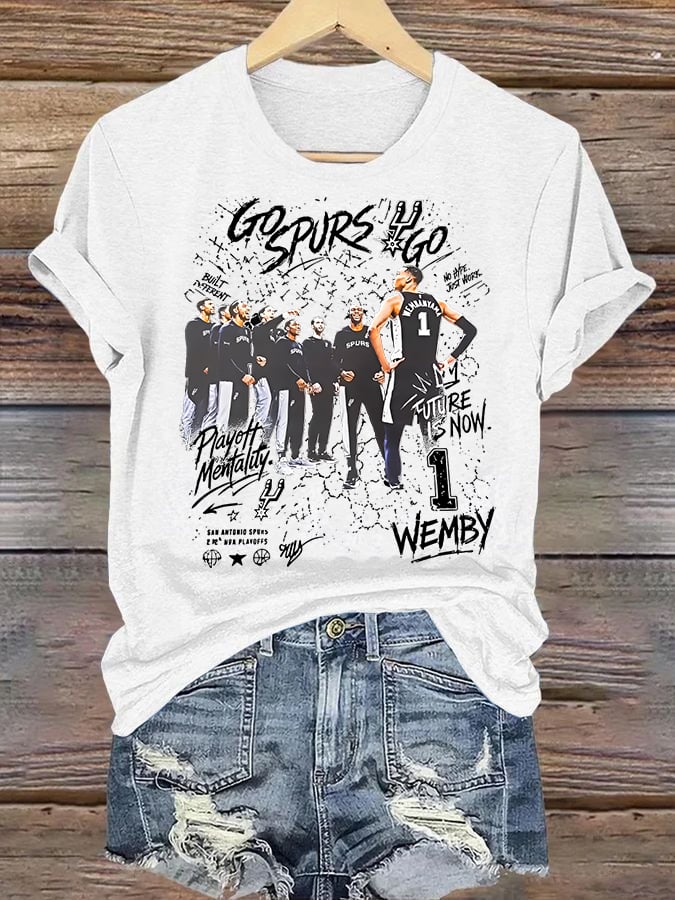 Women's  WEMBY Print Round Neck T-shirt