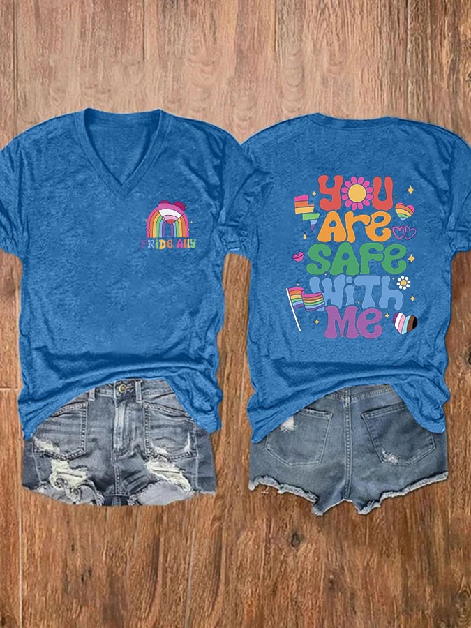Women's You Are Safe With Me Print T-shirt