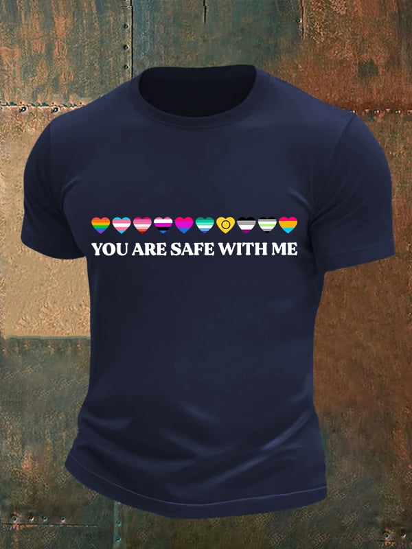 Men's YOU ARE SAFE WITH ME Print T-Shirt