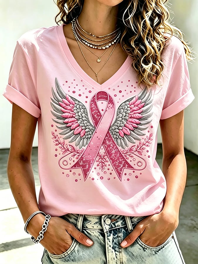 Women's Retro Breast Cancer Awareness Print Top