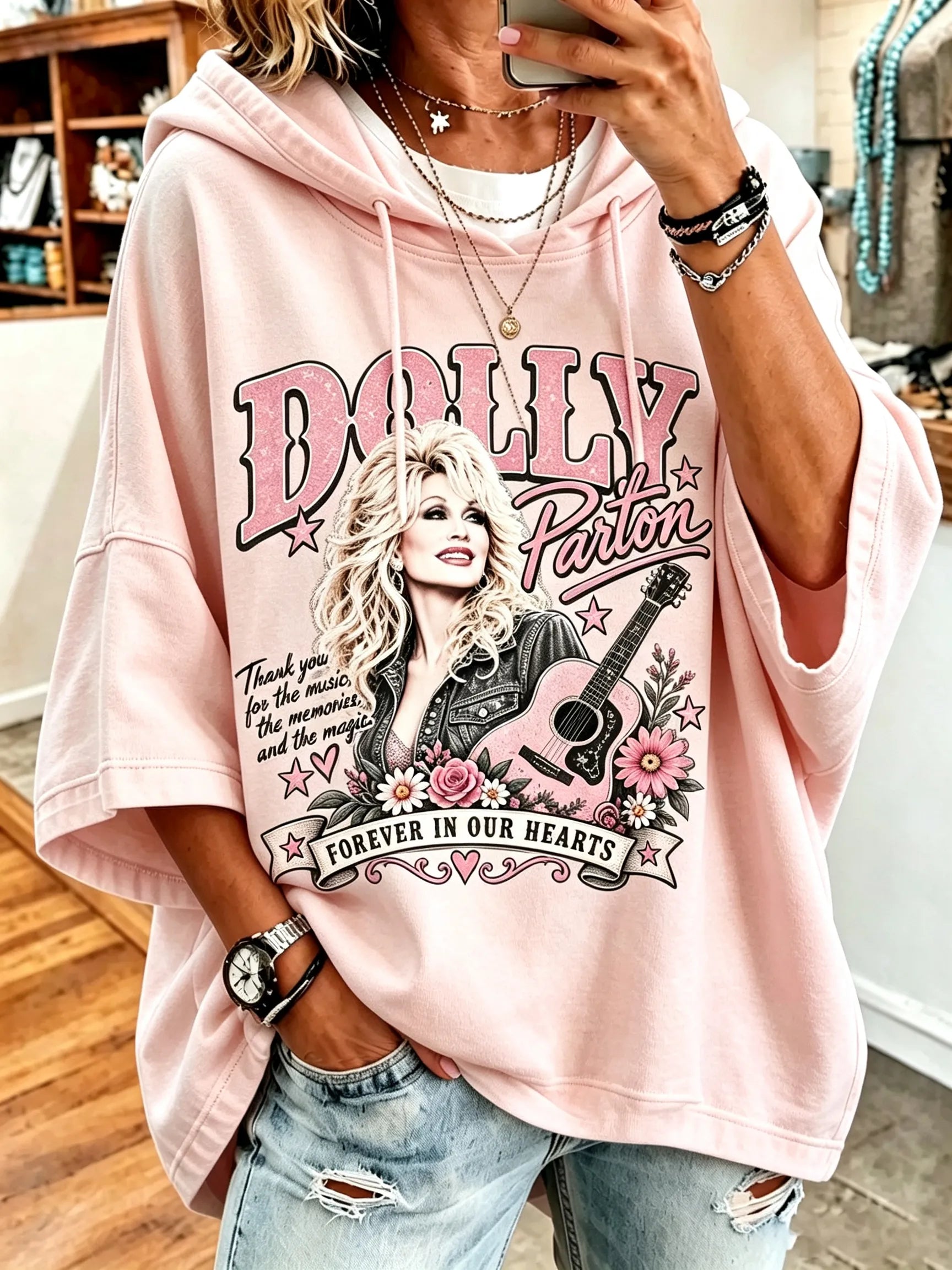 Women's Dolly Parton Memorial Print Hoodie
