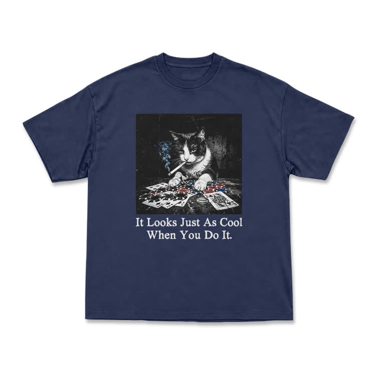 Vintage Smoking Cat Graphic T-Shirt