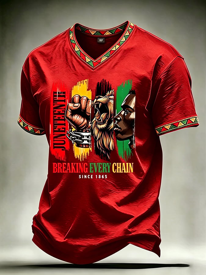 Men's Juneteenth Breaking Every Chain We Rise Printed Casual T-shirt