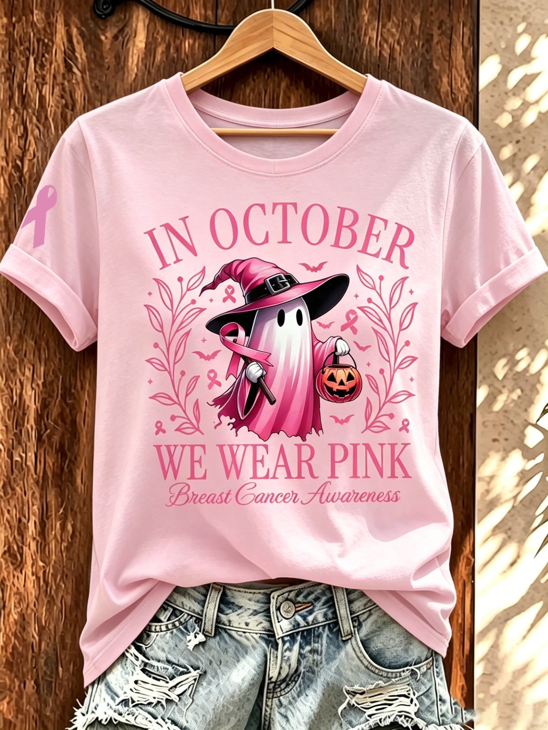 Women's Breast Cancer Awareness in October We Wear Pink Casual T-Shirt