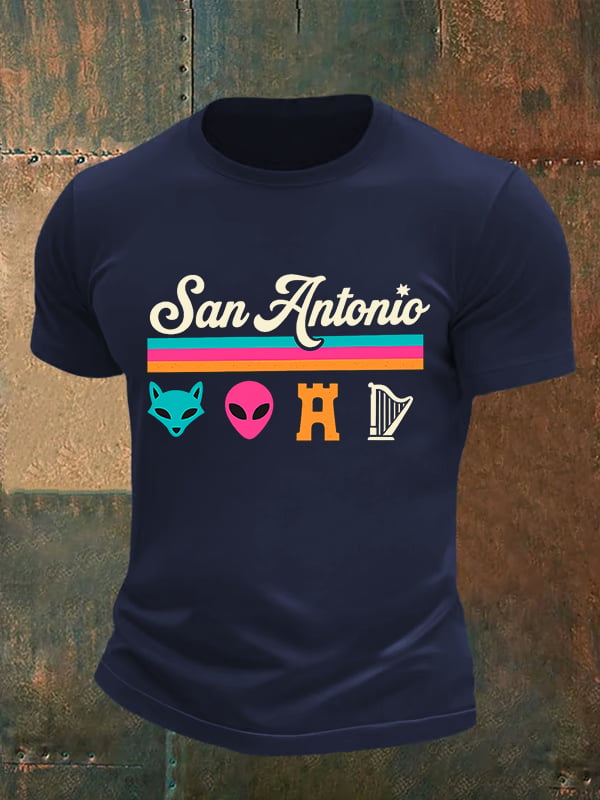 Men's San Print Round Neck T-shirt