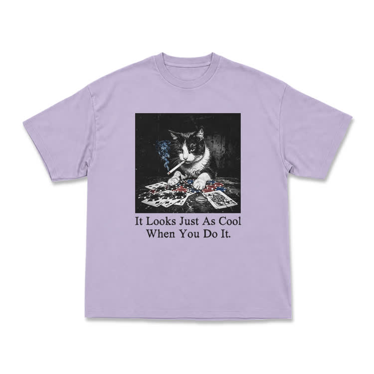 Vintage Smoking Cat Graphic T-Shirt