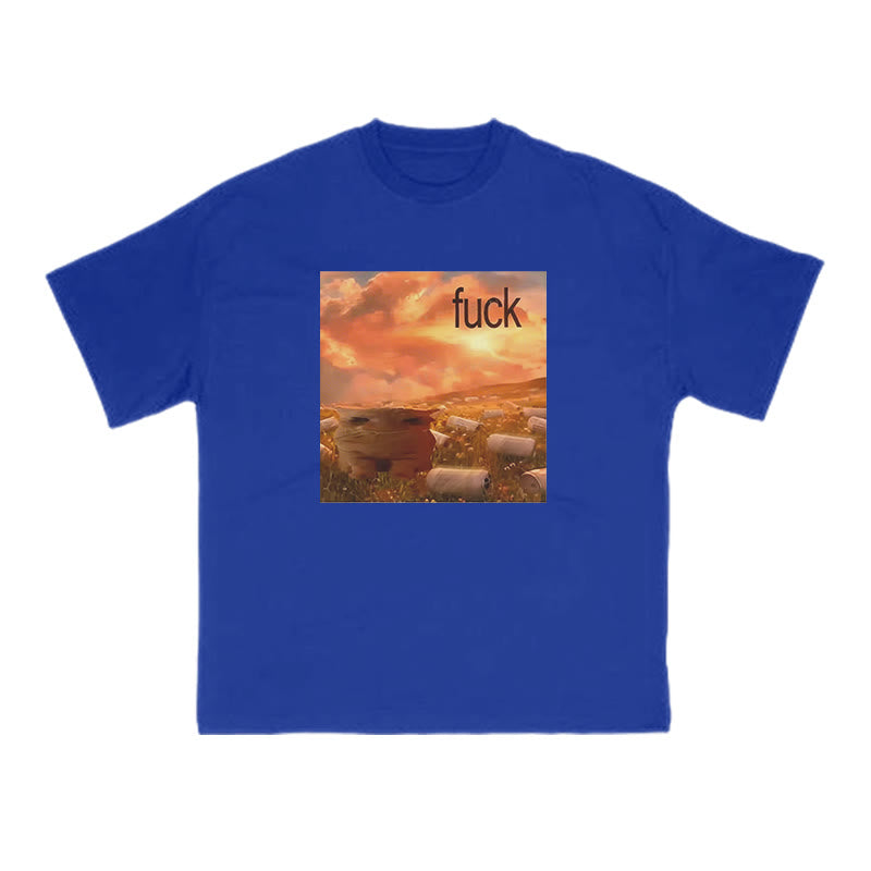 Cat Under The Sunset Print T-shirt