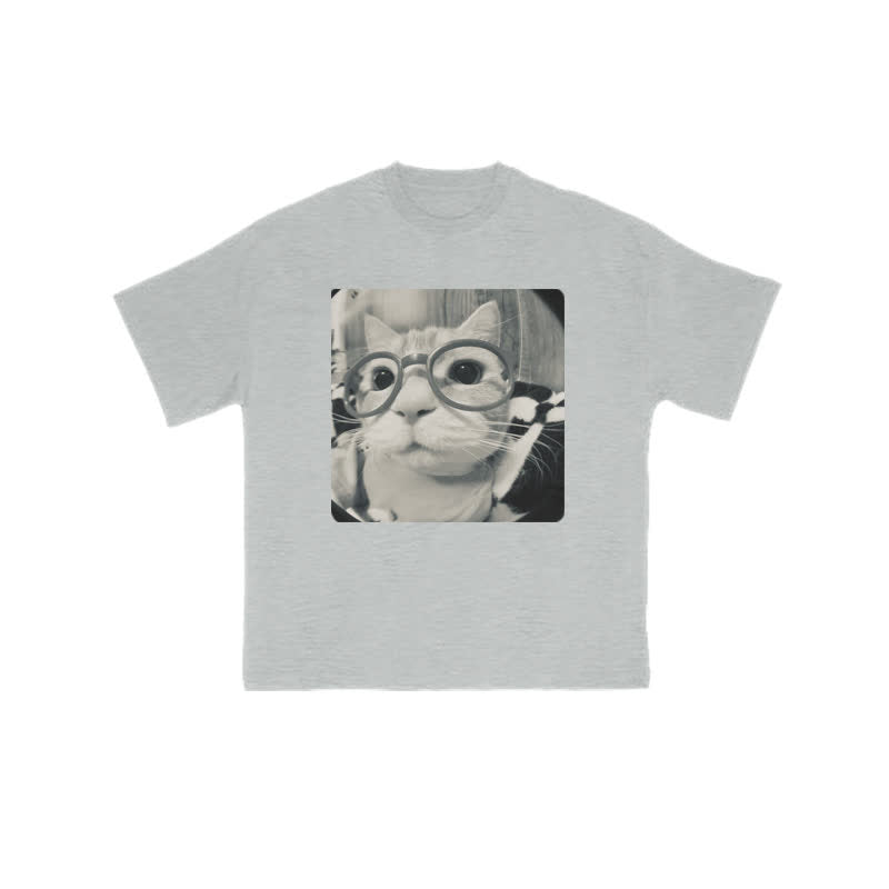 Unisex 100% Cute Cat Staring At You Print T-shirt