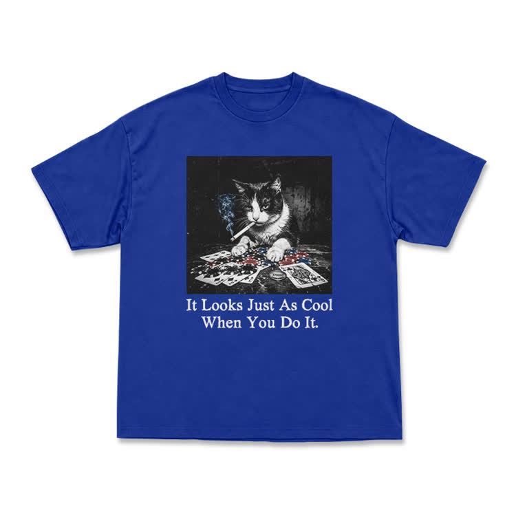 Vintage Smoking Cat Graphic T-Shirt