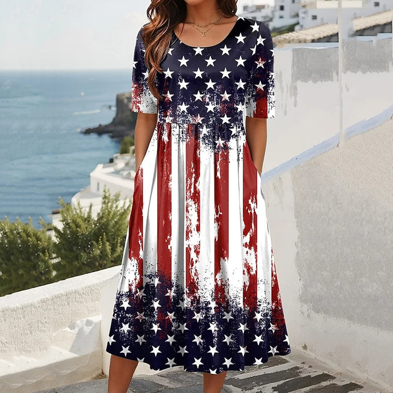 Women's Independence Day Print Casual Dress