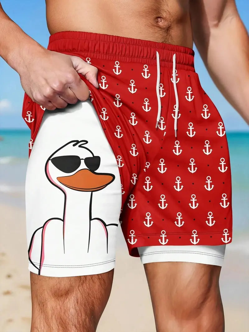 Unisex 2-in-1 Quick-Dry Beach Shorts
