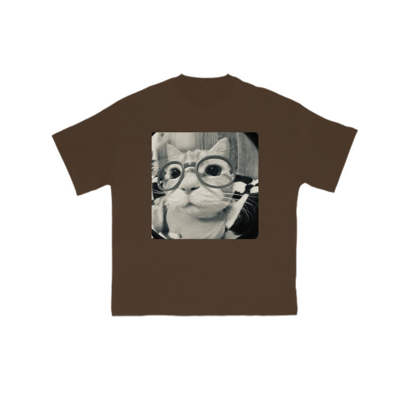 Unisex 100% Cute Cat Staring At You Print T-shirt