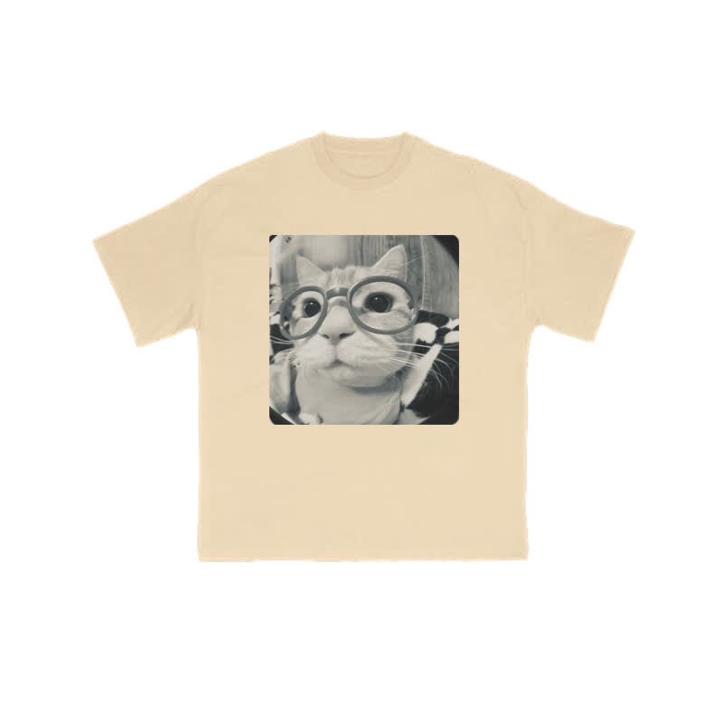 Unisex 100% Cute Cat Staring At You Print T-shirt