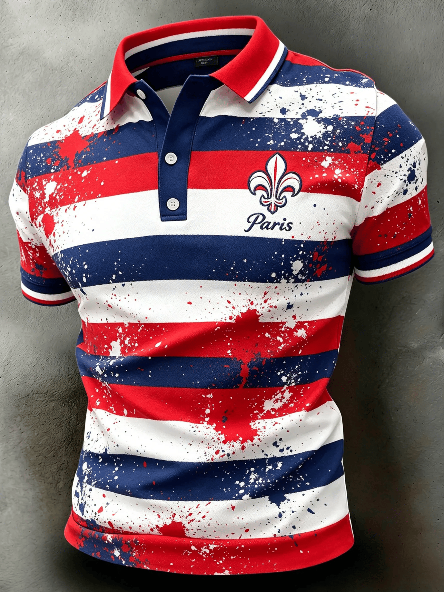 Men's French Football Short-Sleeve Printed Polo Shirt