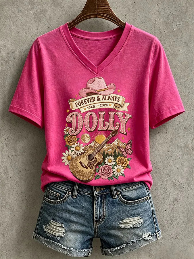 Women's Country Music Legend Tribute Print Casual T-shirt