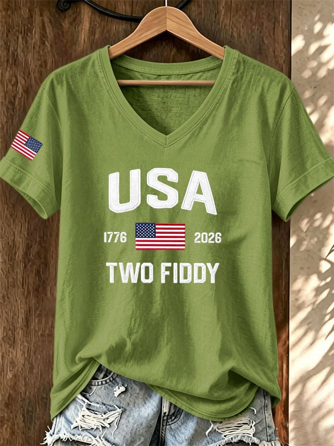 Women's Casual Two Fiddy Print Short-Sleeve T-Shirt