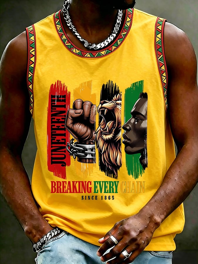 Men's Juneteenth Breaking Every Chain We Rise Printed Top