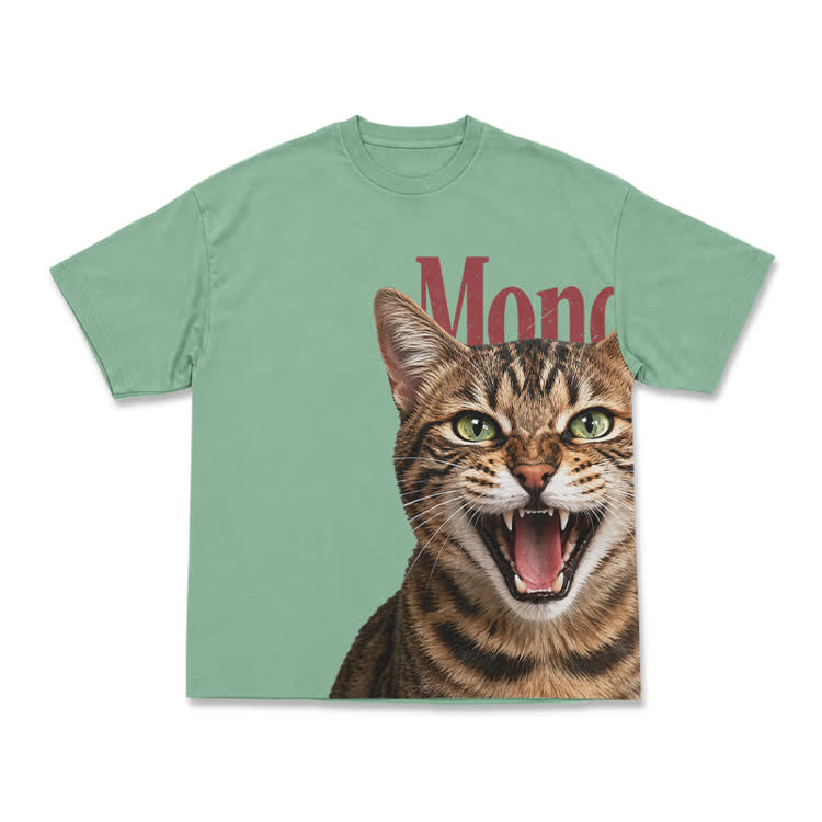 Expressive Tabby Cat Print Graphic T-Shirt